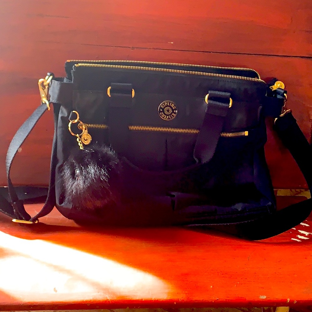 Black and Gold Kipling Shoulder Bag